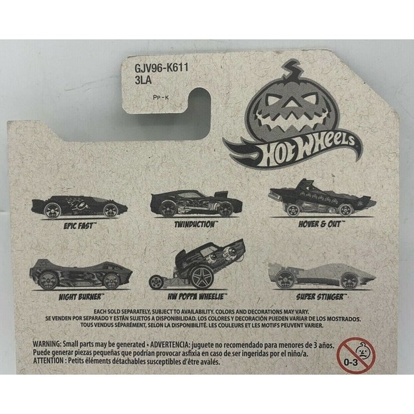 NEW Hot Wheels Halloween HOVER & OUT #3/6 Black & Orange GJV96-K611 2019 ON CARD - Picture 11 of 12